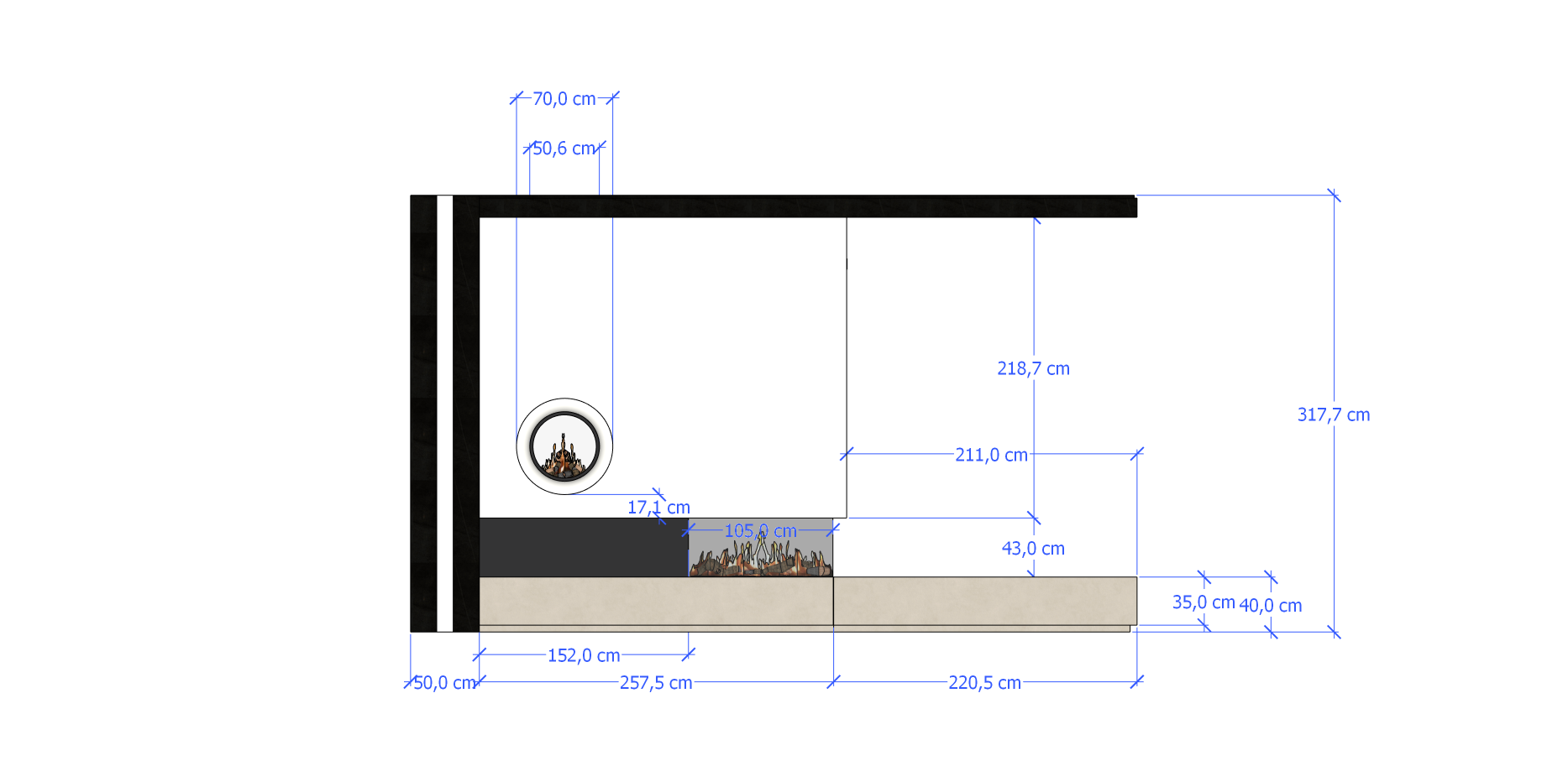 Gashaard Bellfires roomdivider large 3, magnifire brander