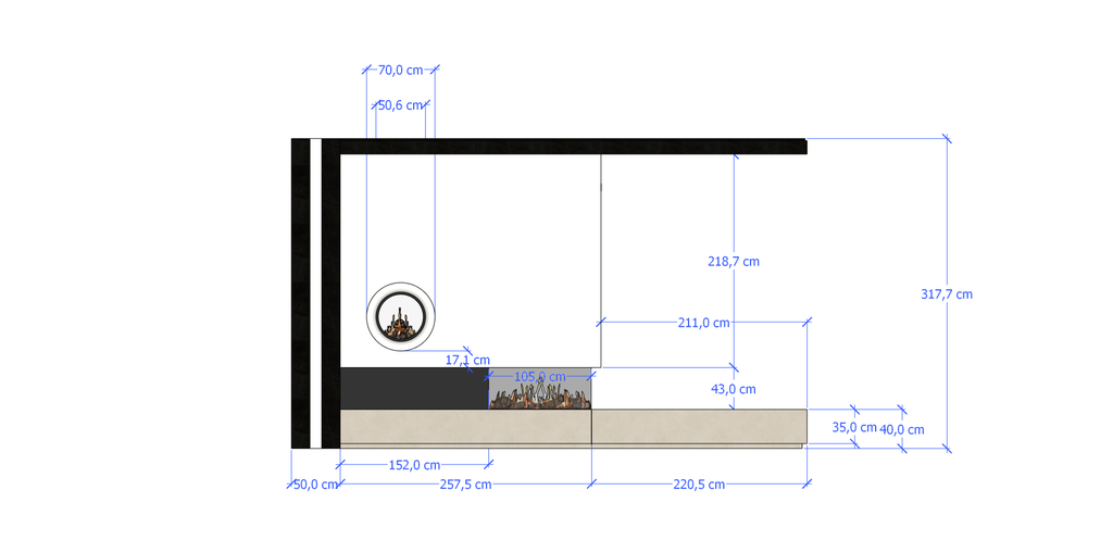 Gashaard Tulp rond B-fire doorkijk, unique stuk